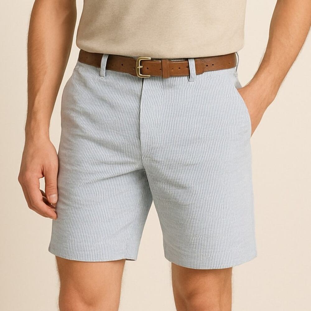 Peter Millar Featherweight Seersucker Performance Shorts Blue Size 32
